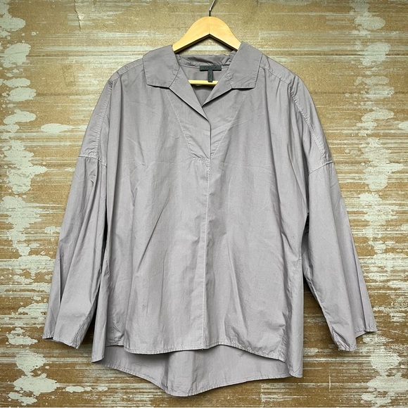 OSKA Oversized Cotton Blouse Purple Laggen Look Minimalist Prairie Womens M - Picture 1 of 7